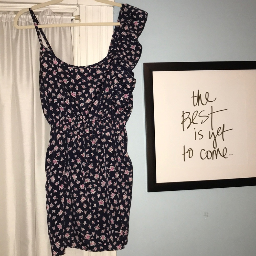 Navy and floral dress